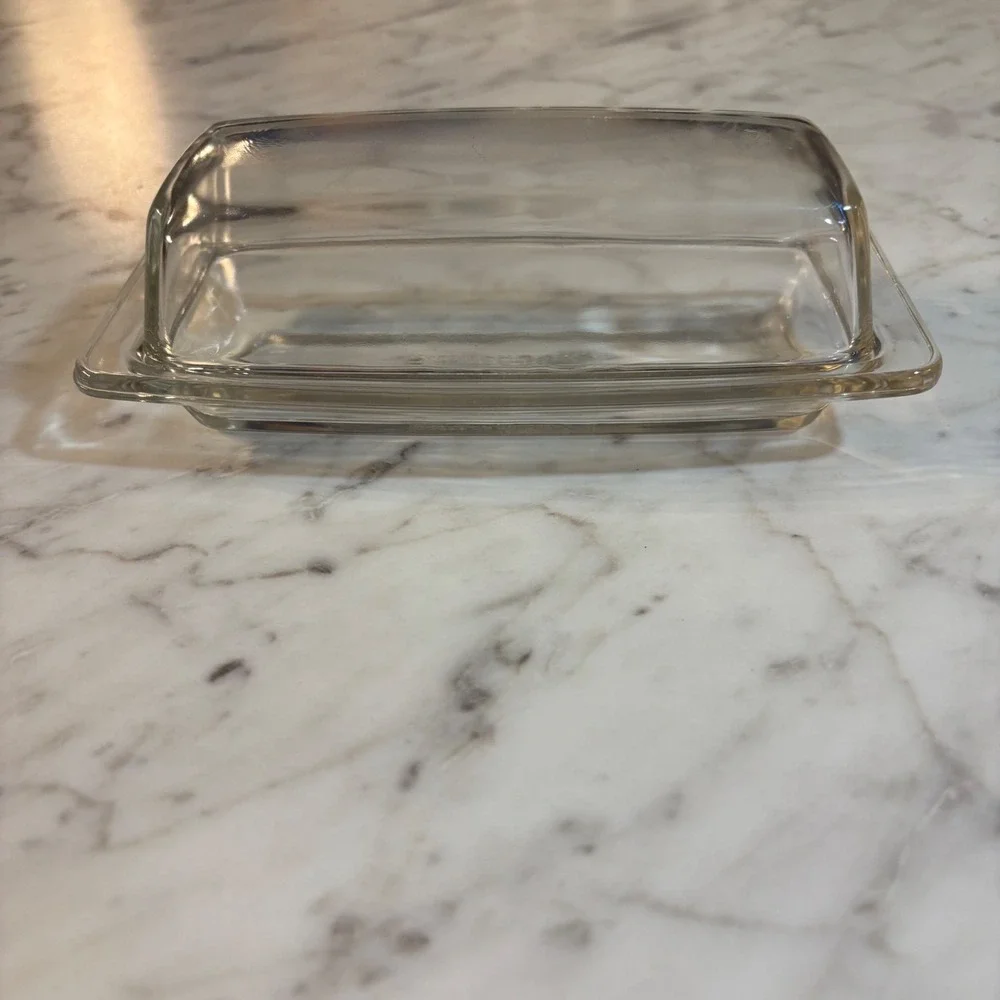 Vintage Pyrex Clear Glass Butter Dish with Lid 72-B Corning NY USA Kitchenware